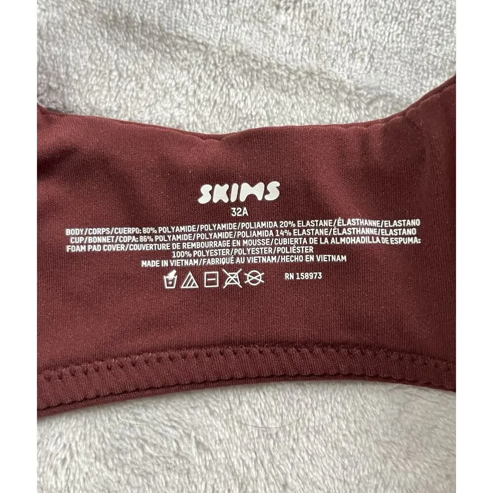 Skims 32A Fits Everybody Lace Full Covarage Oxblood Burgundy Bra FL-FUL-6228W - Picture 5 of 7